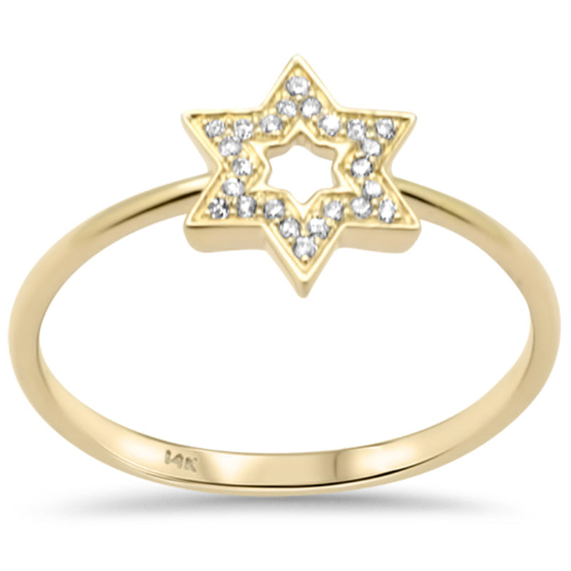.07ct G SI 14K Yellow Gold Diamond Star of David Ring  Size 6.5