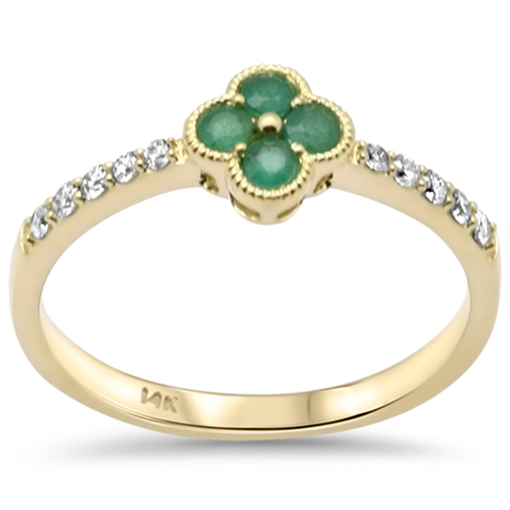 SPECIAL! .30ct G SI 14K Yellow Gold Diamond & Emerald Gemstones Ring Size 6.5