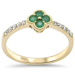 SPECIAL! .30ct G SI 14K Yellow Gold Diamond & Emerald Gemstones Ring Size 6.5