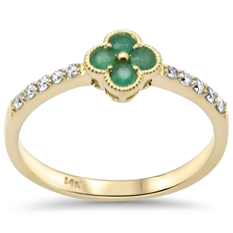 SPECIAL! .30ct G SI 14K Yellow Gold Diamond & Emerald Gemstones Ring Size 6.5