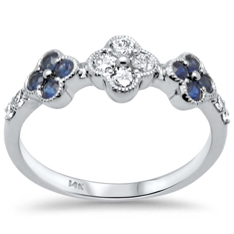 SPECIAL! .51ct G SI 14K White Gold Diamond & Blue Sapphire Ring Size 6.5