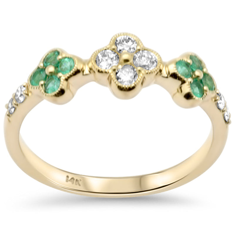 SPECIAL! .46ct G SI 14K Yellow Gold Diamond & Emerald Gemstones Ring Size 6.5