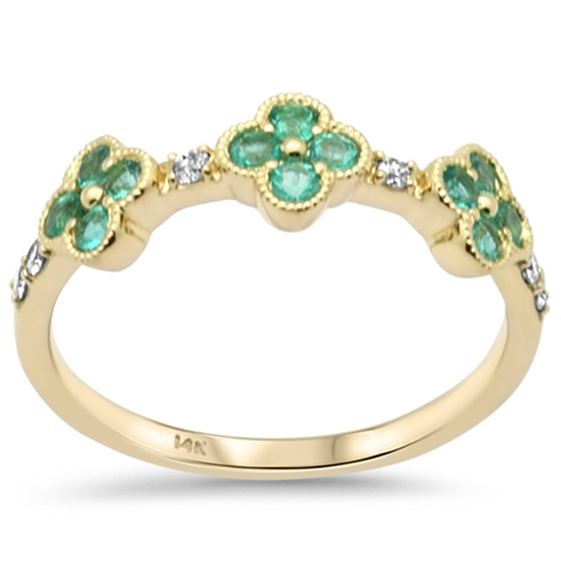 SPECIAL! .36ct G SI 14K Yellow Gold Diamond & Emerald Gemstones Ring Size 6.5