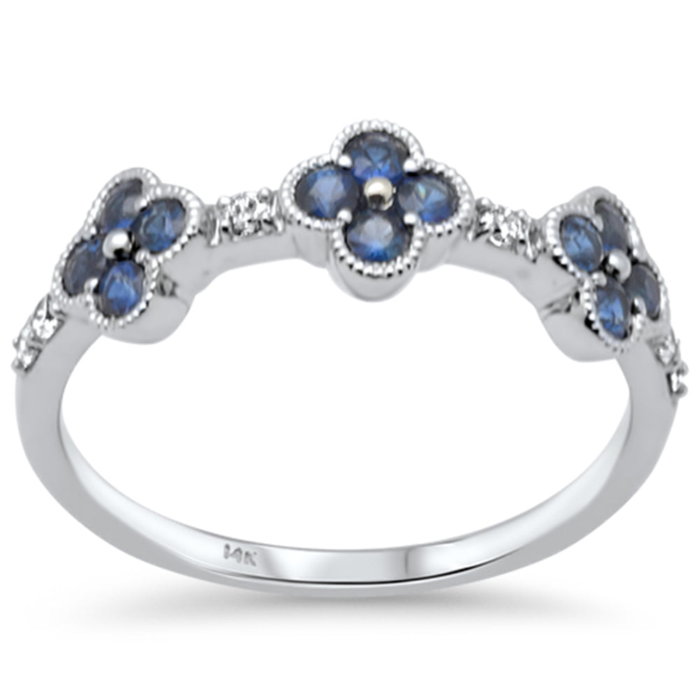 SPECIAL! .54ct G SI 14K White Gold Diamond & Blue Sapphire Ring Size 6.5