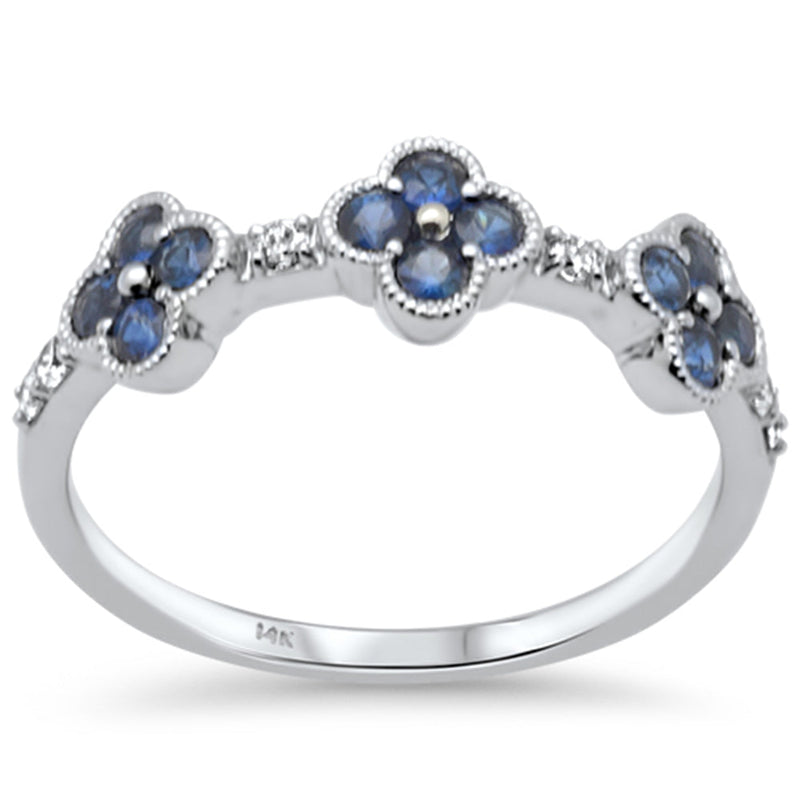 SPECIAL! .54ct G SI 14K White Gold Diamond & Blue Sapphire Ring Size 6.5