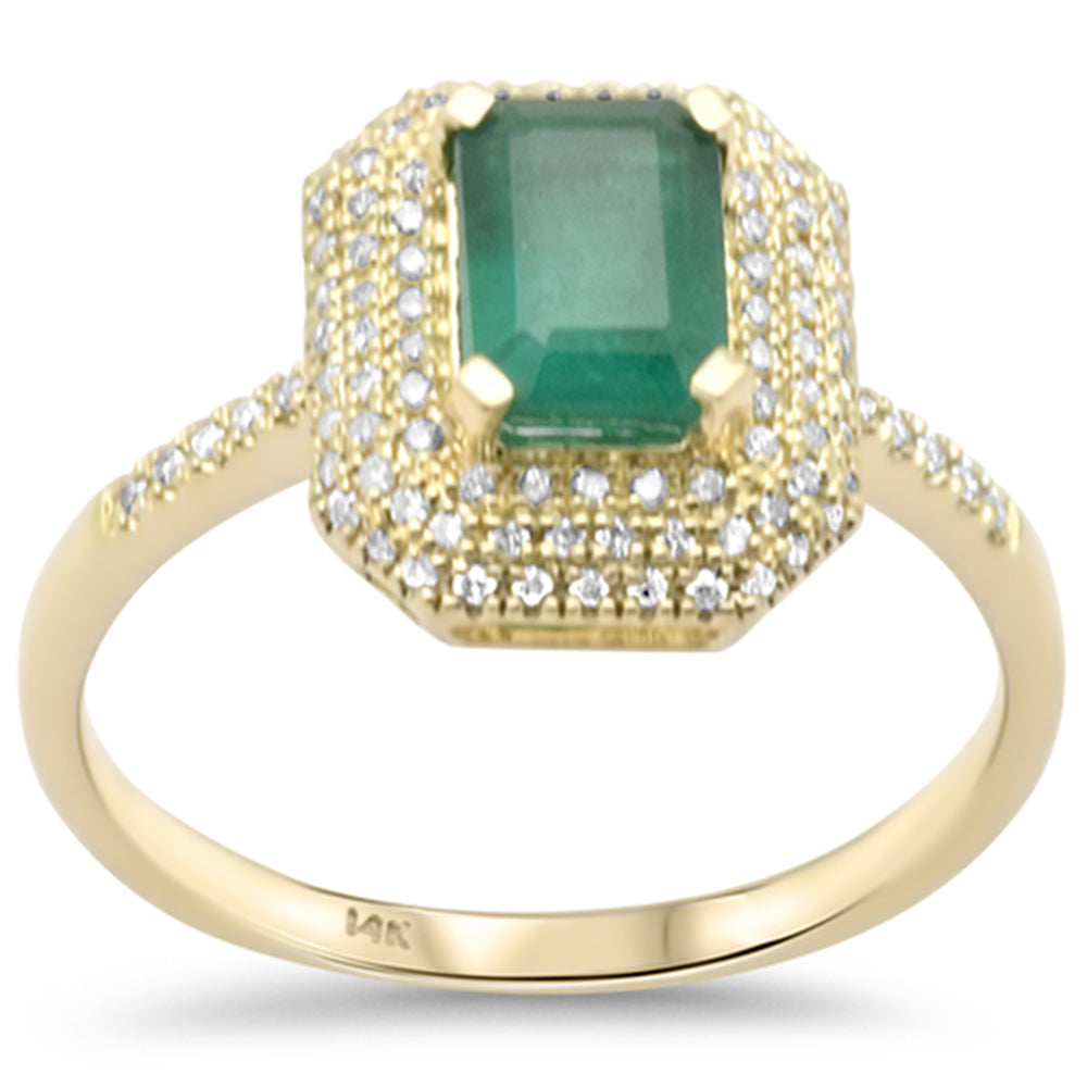 SPECIAL! 1.24ct G SI 14K Yellow Gold Diamond & Emerald Gemstones Ring Size 6.5