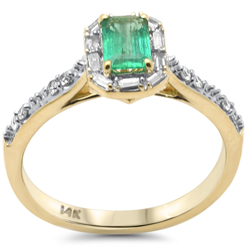 SPECIAL! .61ct G SI 14K Yellow Gold Diamond & Emerald Gemstones Ring Size 6.5