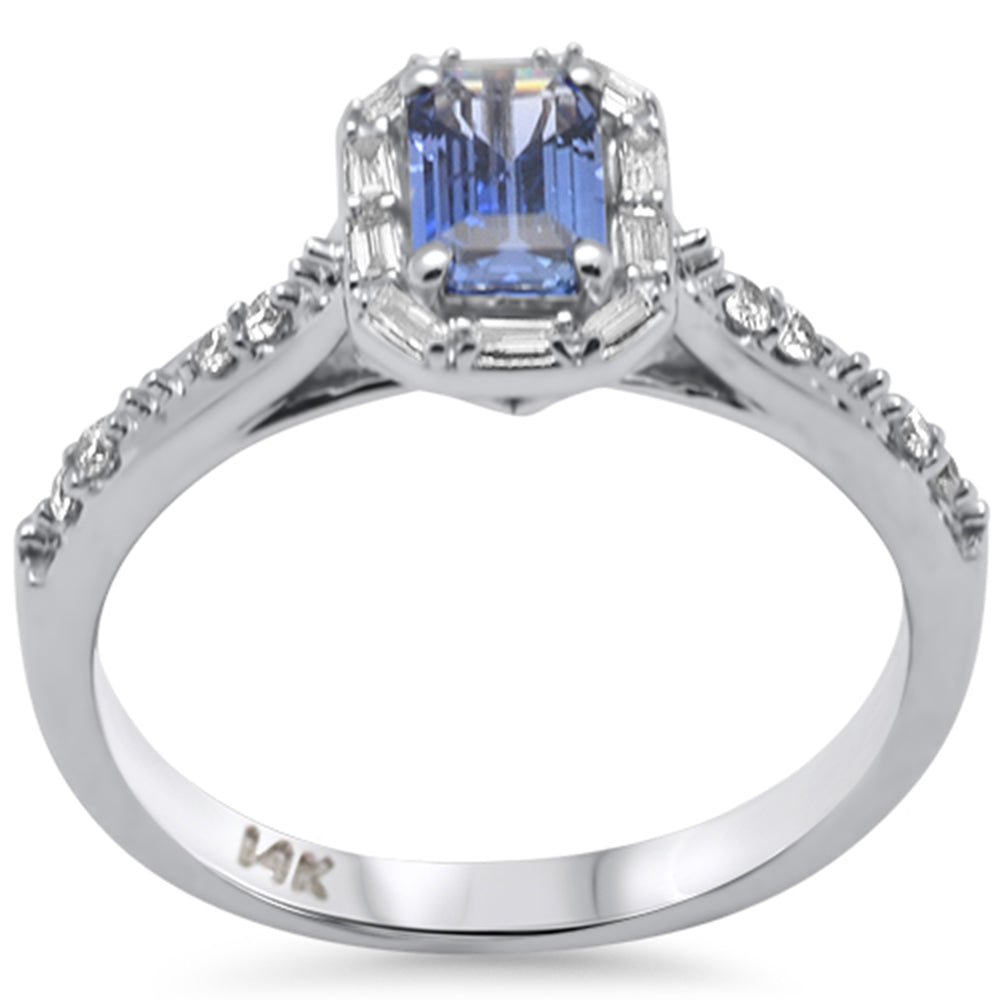 SPECIAL! .68ct G SI 14K White Gold Diamond & Blue Sapphire Gemstones Ring Size 6.5
