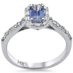 SPECIAL! .68ct G SI 14K White Gold Diamond & Blue Sapphire Gemstones Ring Size 6.5