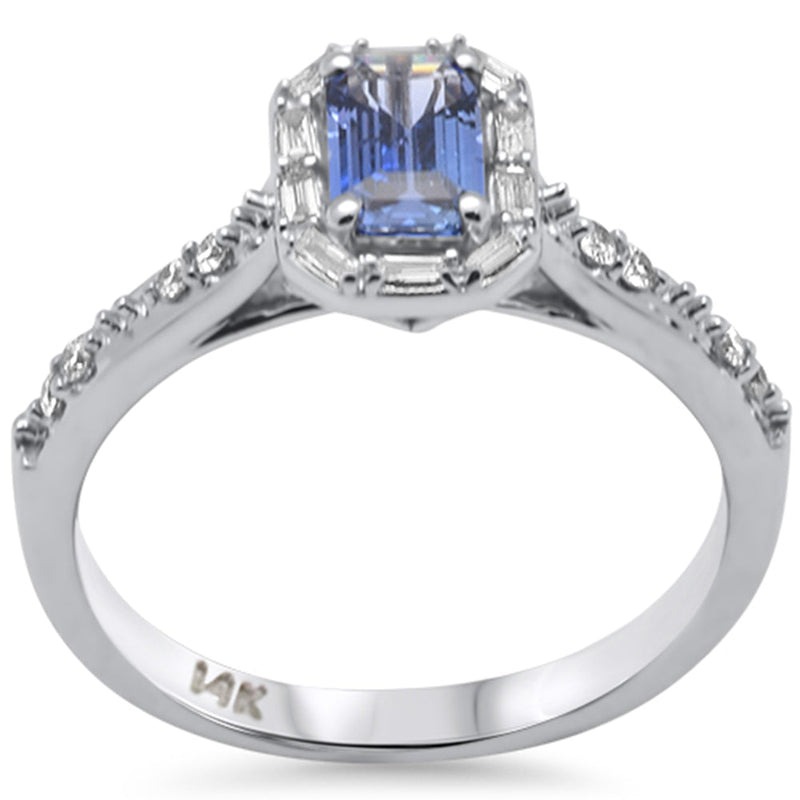 SPECIAL! .68ct G SI 14K White Gold Diamond & Blue Sapphire Gemstones Ring Size 6.5