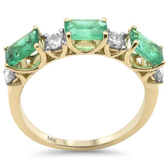 SPECIAL! 1.65ct G SI 14K Yellow Gold Diamond & Emerald Gemstones Ring Size 6.5