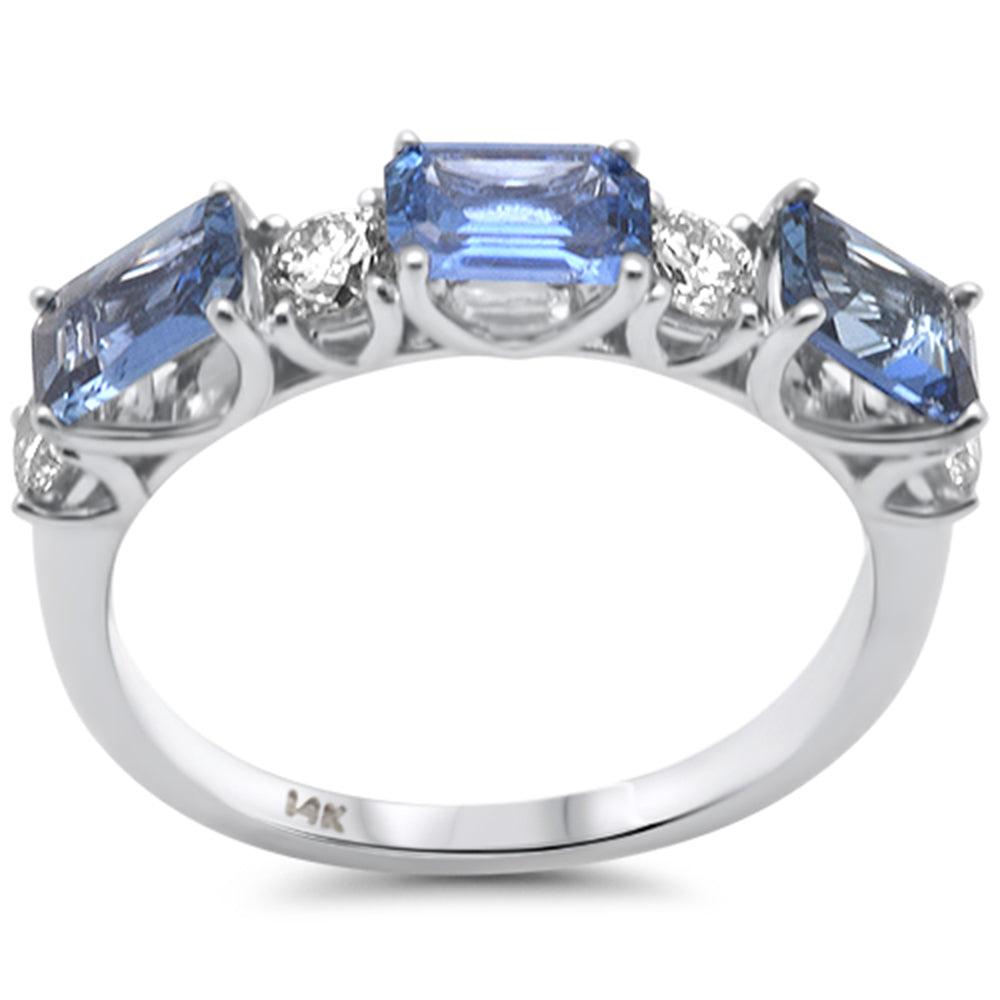 SPECIAL! 2.11ct G SI 14K White Gold Diamond & Blue Sapphire Gemstones Ring Size 6.5