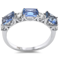 SPECIAL! 2.11ct G SI 14K White Gold Diamond & Blue Sapphire Gemstones Ring Size 6.5