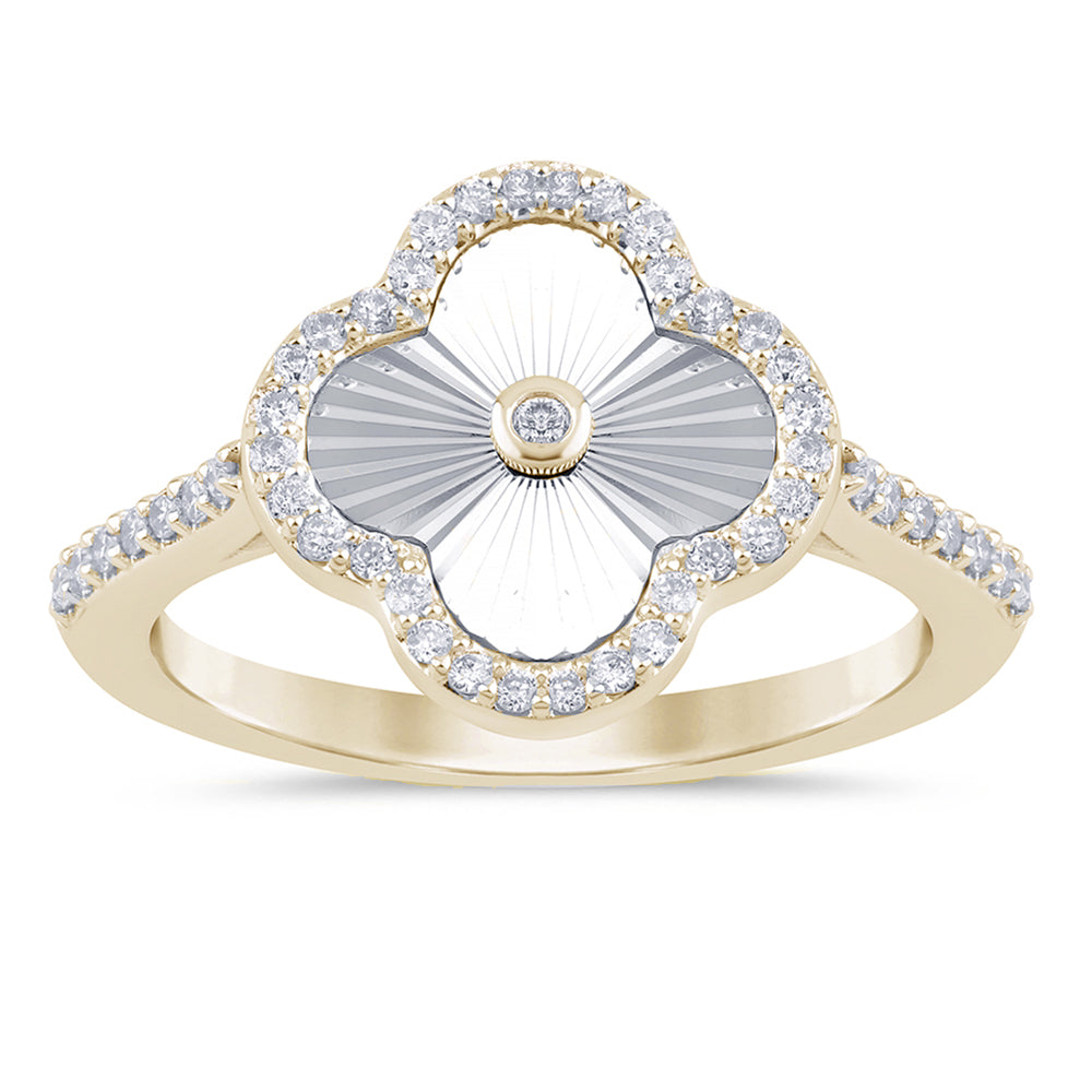SPECIAL! .24ct G SI 14K Yellow Gold Diamond Clover Ring Size 6.5