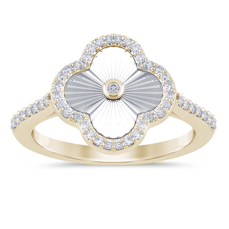 SPECIAL! .24ct G SI 14K Yellow Gold Diamond Clover Ring Size 6.5