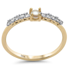 .33ct G SI 14K Yellow Gold Diamond & Pearl Ring Size 6.5