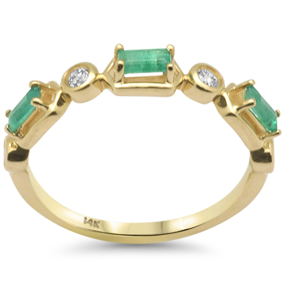 SPECIAL!.49ct G SI 14K Yellow Gold Diamond & Emerald Gemstone Ring Size 6.5