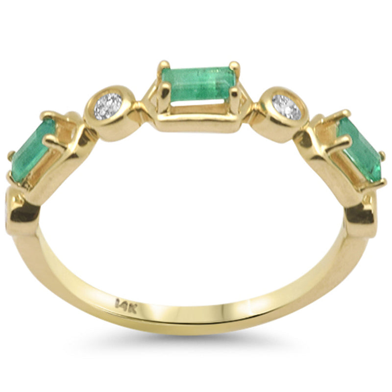 SPECIAL!.49ct G SI 14K Yellow Gold Diamond & Emerald Gemstone Ring Size 6.5