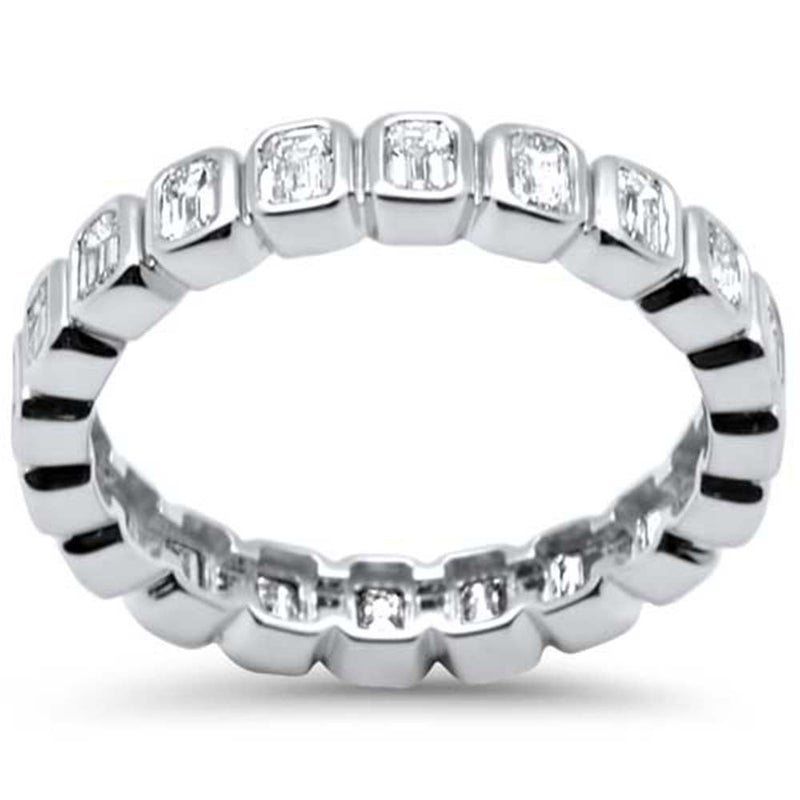 SPECIAL! 2.58ct G SI 14K White Gold Emerald Cut Diamond Eternity Band Ring Size 9