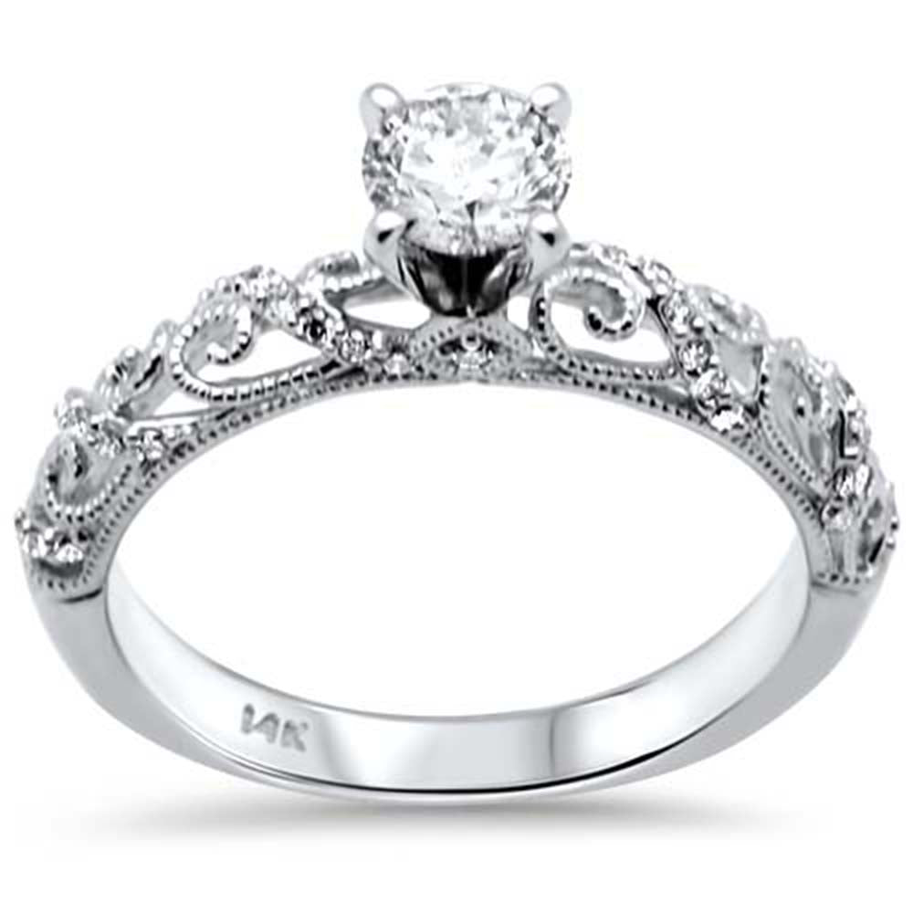 SPECIAL!.63ct G SI 14K White Gold Diamond Filigree Engagement Ring Size 6.5