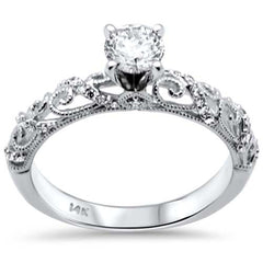 SPECIAL!.63ct G SI 14K White Gold Diamond Filigree Engagement Ring Size 6.5