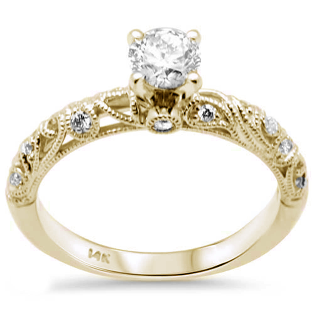 SPECIAL! .63ct G SI 14K Yellow Gold Diamond Miligrain Engagement Ring Size 6.5