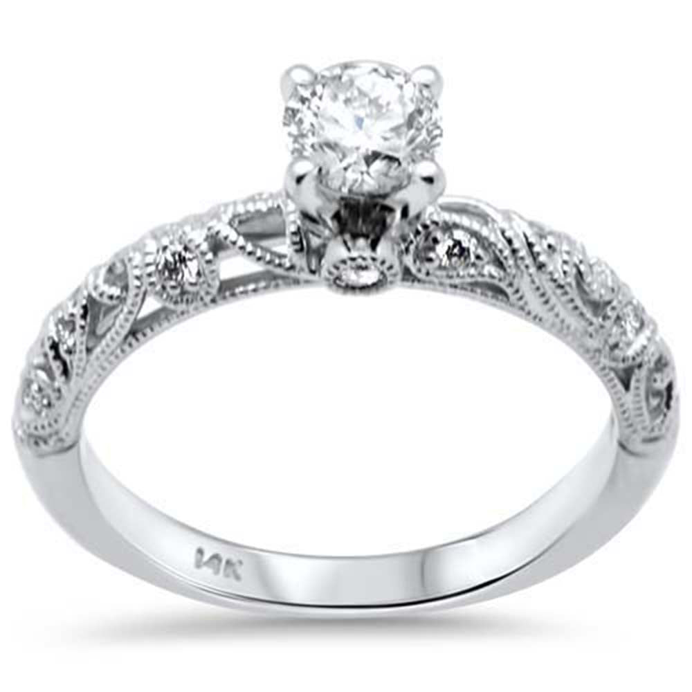 SPECIAL! .63ct G SI 14K White Gold Diamond Miligrain Engagement Ring Size 6.5
