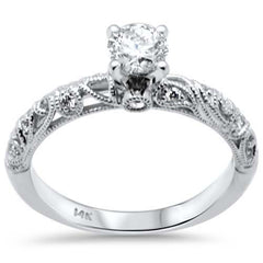 SPECIAL! .63ct G SI 14K White Gold Diamond Miligrain Engagement Ring Size 6.5
