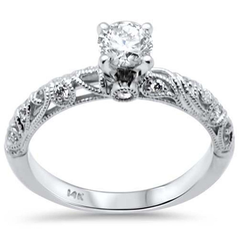 SPECIAL! .63ct G SI 14K White Gold Diamond Miligrain Engagement Ring Size 6.5