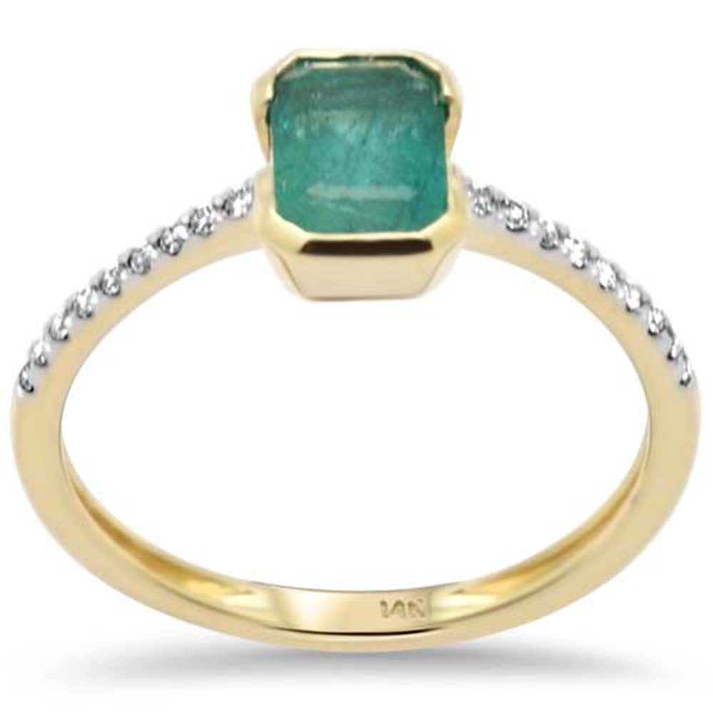 SPECIAL!1.04ct G SI 14K Yellow Gold Diamond & Natural Emerald Gemstone Ring Size 6.5