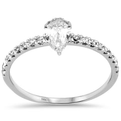 SPECIAL!.54ct G SI 14K White Gold Pear Shape Diamond Engagement Ring Size 6.5