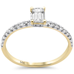 SPECIAL!.59ct G SI 14K Yellow Gold Emerald Cut Diamond Engagement Ring Size 6.5