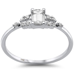 SPECIAL!.38ct G SI 14K White Gold Emerald Cut Diamond Engagement Ring Size 6.5