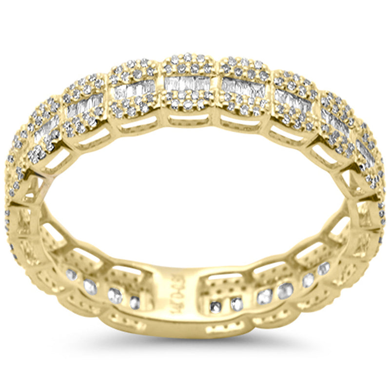 SPECIAL!.66ct G SI 14K Yellow Gold Men's Round & Baguette Diamond Ring Band Size 10