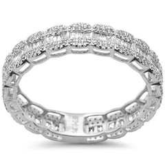 SPECIAL!.67ct G SI 14K White Gold Men's Round & Baguette Diamond Ring Band Size 10