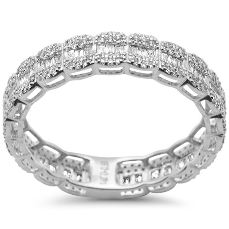 SPECIAL!.67ct G SI 14K White Gold Men's Round & Baguette Diamond Ring Band Size 10