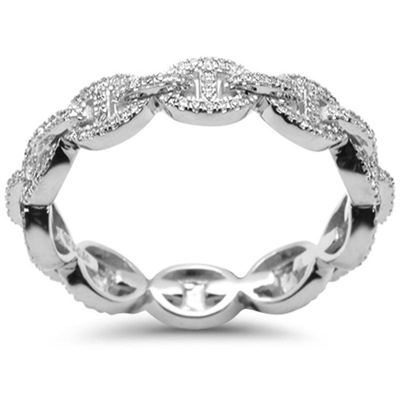 SPECIAL!.37ct G SI 14K White Gold Men's Diamond Mariner Link Style Ring Band Size 10