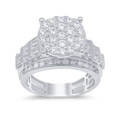 SPECIAL! 2.00ct G SI 14K White Gold Diamond Round & Baguette Ring Size 6.5