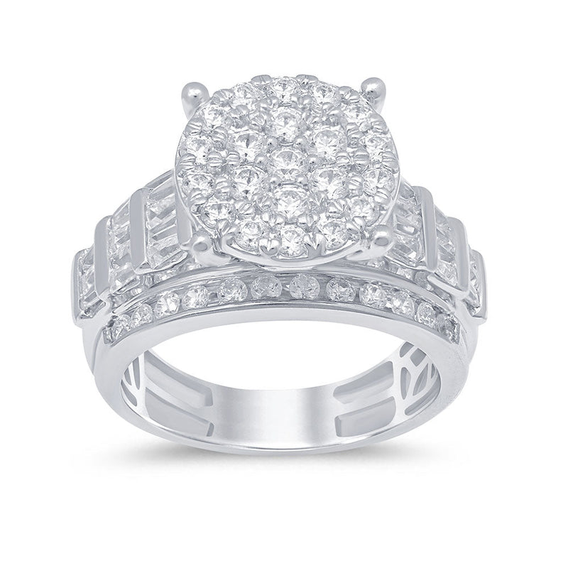 SPECIAL! 2.00ct G SI 14K White Gold Diamond Round & Baguette Ring Size 6.5