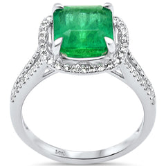 SPECIAL! 3.41ct G SI 14K White Gold Diamond & Natural Emerald Gemstone Ring  Size 6.5