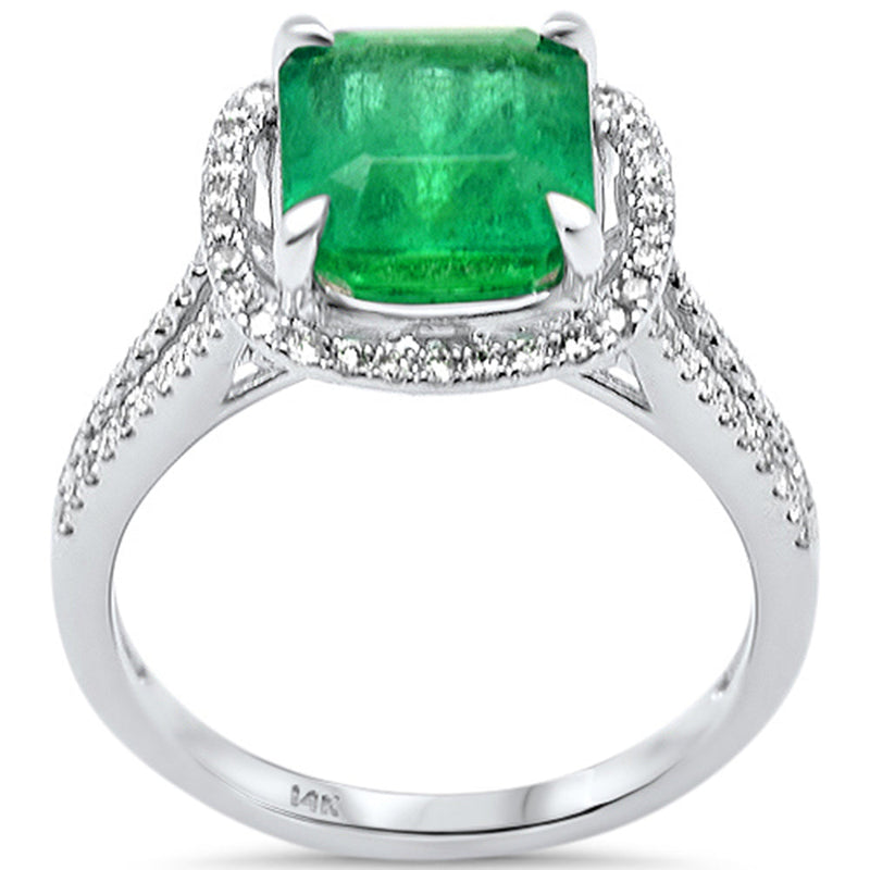 SPECIAL! 3.41ct G SI 14K White Gold Diamond & Natural Emerald Gemstone Ring  Size 6.5