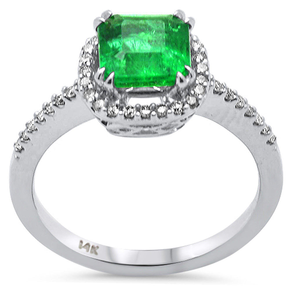 SPECIAL! 1.70ct G SI 14K White Gold Diamond & Natural Emerald Gemstone Ring Size 6.5