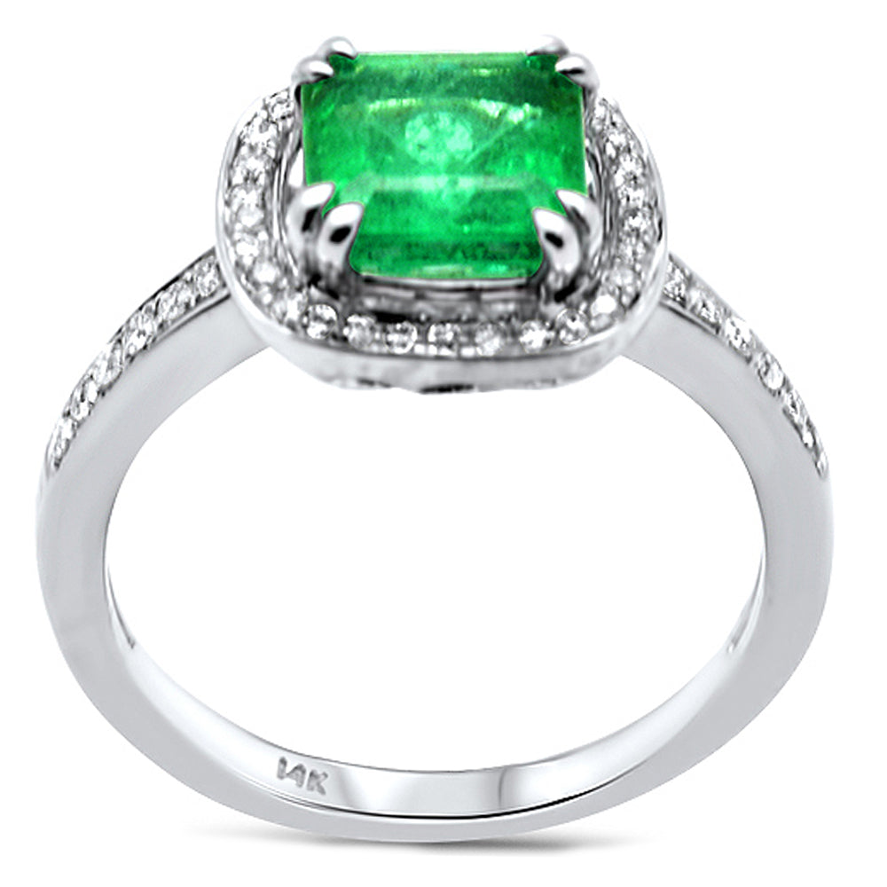 SPECIAL! 2.02ct G SI 14K White Gold Diamond & Natural Emerald Gemstone Ring  Size 6.5