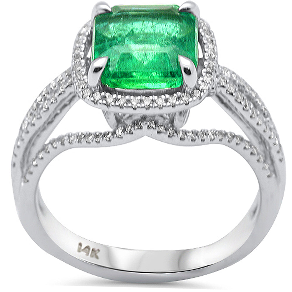 SPECIAL! 2.87ct G SI 14K White Gold Diamond & Natural Emerald Gemstone Ring  Size 6.5