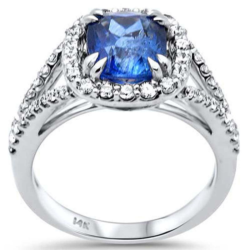 SPECIAL! 3.64ct G SI 14K White Gold Diamond & Blue Sapphire Gemstone Ring  Size 6.5