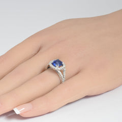 SPECIAL! 3.64ct G SI 14K White Gold Diamond & Blue Sapphire Gemstone Ring  Size 6.5