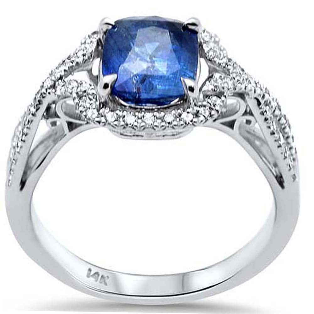 SPECIAL! 2.62ct G SI 14K White Gold Diamond & Blue Sapphire Gemstone Ring  Size 6.5