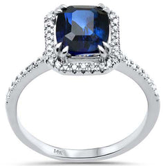 SPECIAL! 2.59ct G SI 14K White Gold Diamond & Blue Sapphire Gemstone Ring  Size 6.5