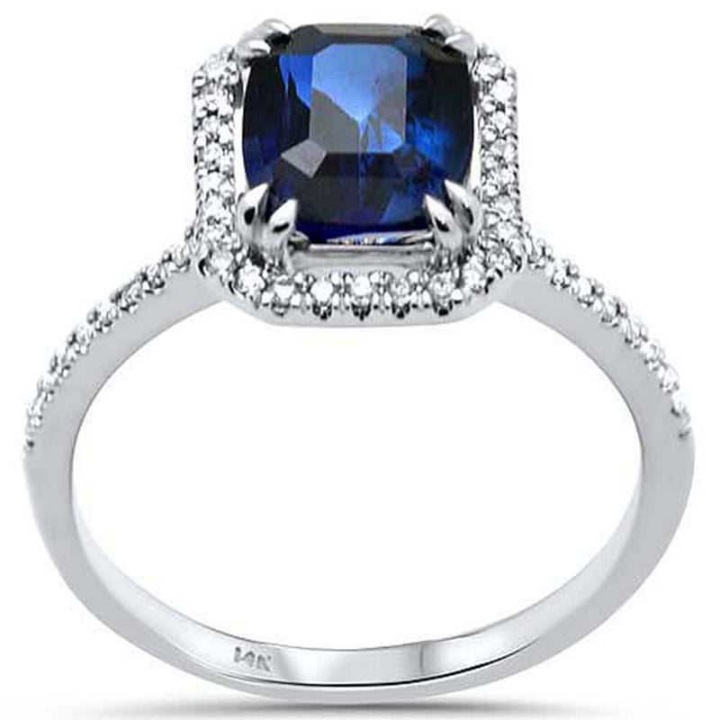 SPECIAL! 2.59ct G SI 14K White Gold Diamond & Blue Sapphire Gemstone Ring  Size 6.5