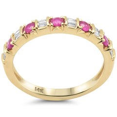 SPECIAL! .43ct G SI 14K Yellow Gold Diamond & Ruby Gemstones Band Ring Size 6.5
